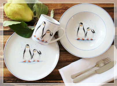Kézzel festett porcelán, Pingvinek